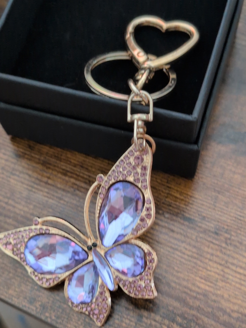 Purple Crystal Butterfly Keychain Bag Charm Pendant New